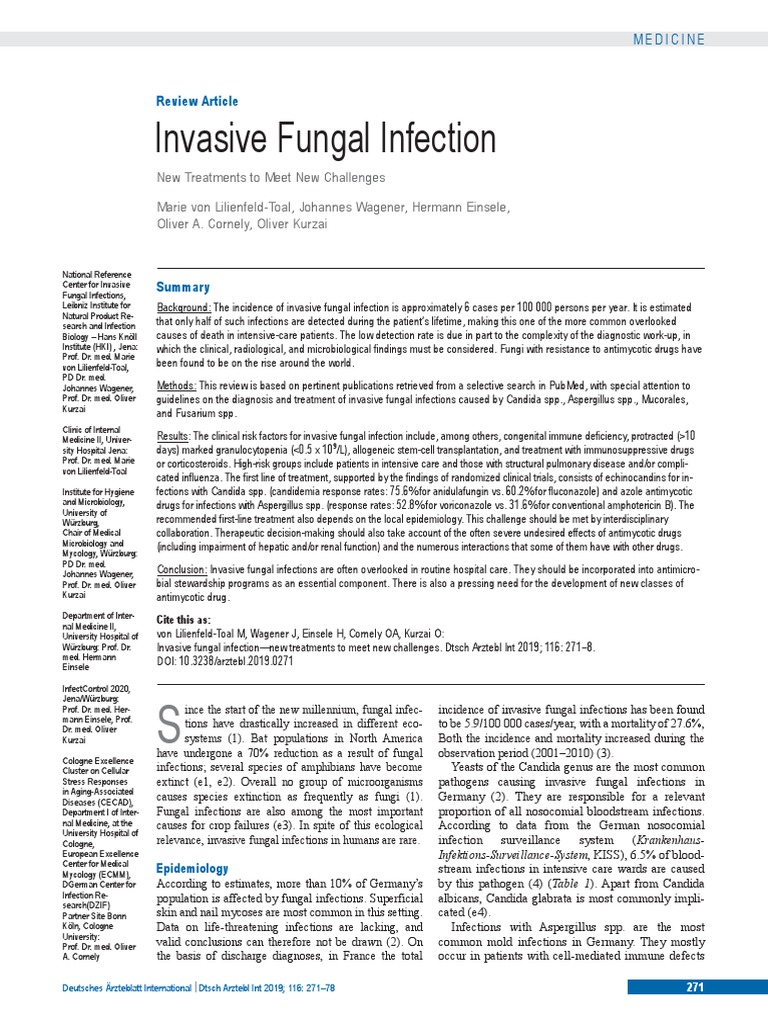 New Treatments for Invasive Fungal Infections | PDF | Candida (Fungus ...