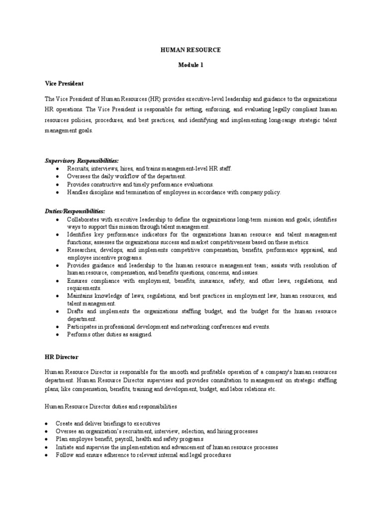 A Comprehensive Overview of Key Human Resource Positions, Roles, and