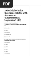 29 Multiple Choice Questions MCQs With Answers On "Environmental Legislation" GK PDF