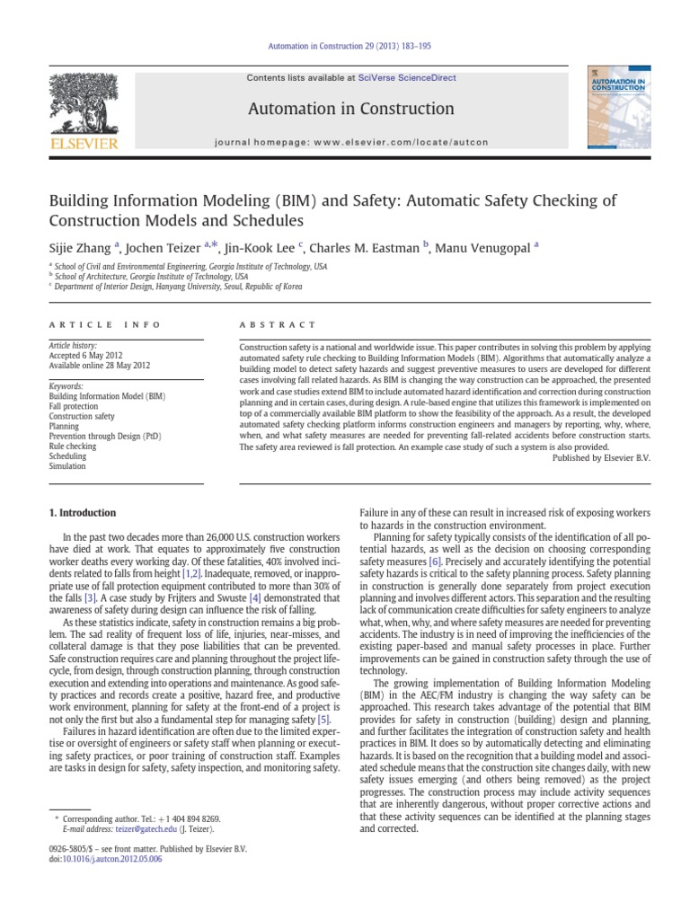 BIM for Automated Construction Safety | PDF | Building Information ...