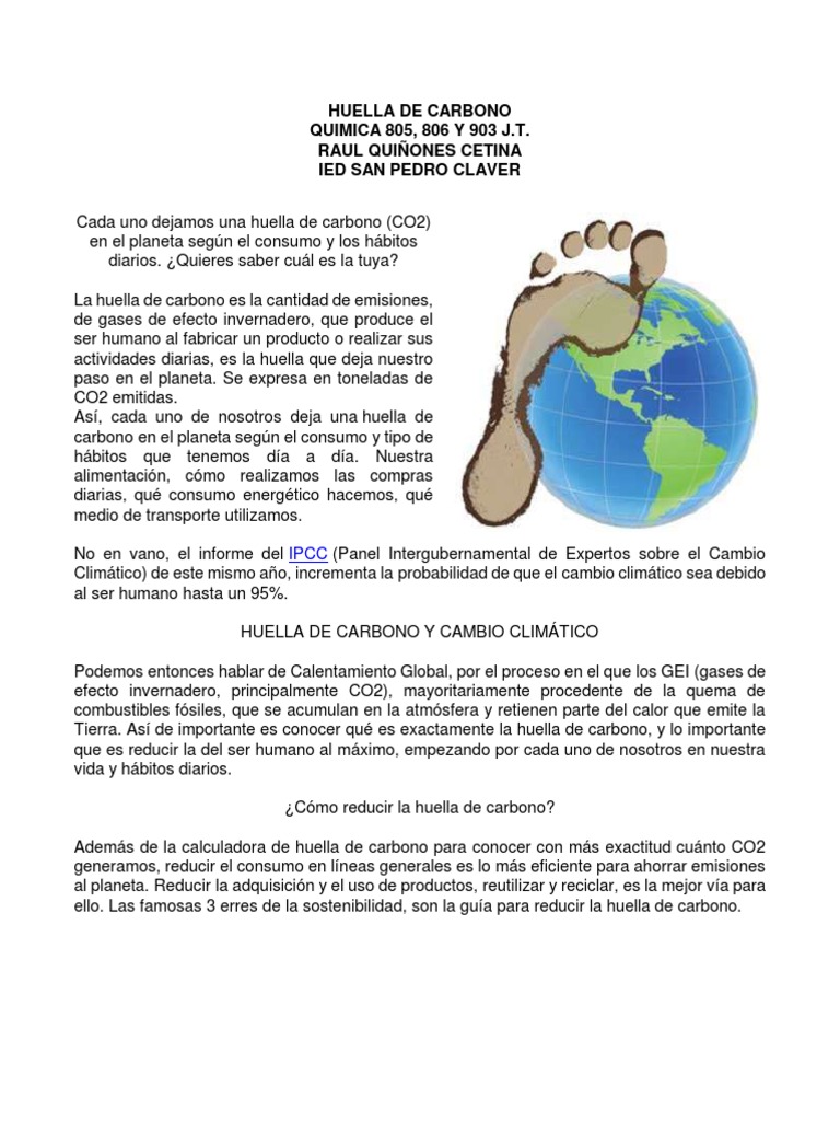 Huella de Carbono y Cambio Climático | PDF | Huella de carbono | Gases ...