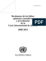 Resúmenes de Fallos, Opiniones Consultivas y Providencias de La CIJ - OnU - 2008-2012