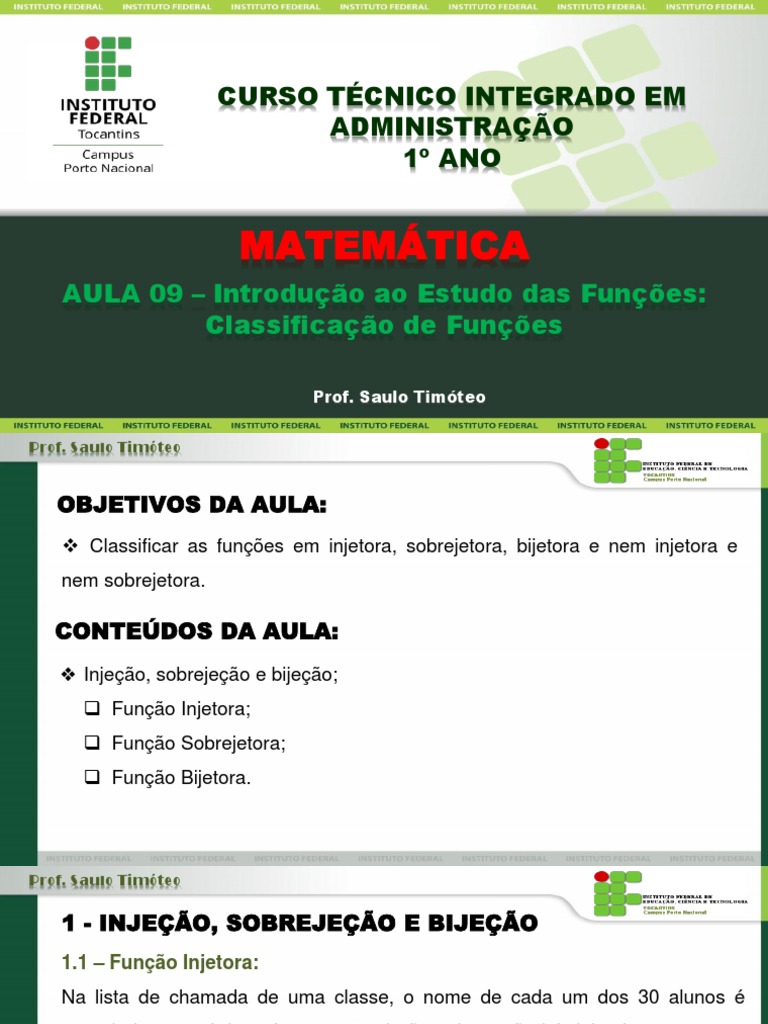 Aula 09 - Introdução Ao Estudos Das Funções - Classificação de Funções ...
