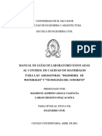 Manual de Guias de Laboratorio Enfocadas Al Control de Calidad de Materiales para Las Asignaturas Ingenieria de Materiales y Tecnologia Del Concreto