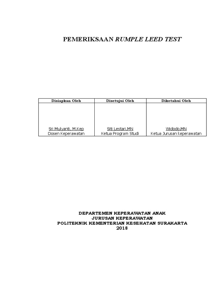 Tujuan dan Prosedur Rumple Leed Test | PDF | Pengembangan Diri ...