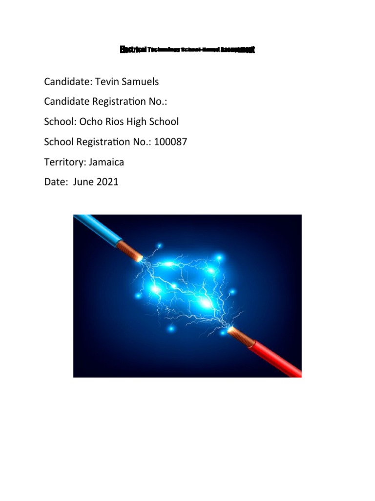 Electrical Technology SchoolBased Assessment Tevin Samuels PDF