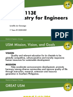 Chem 113E Chemistry For Engineers: Loveille Jun Gonzaga 1 Sem AY 2020-2021