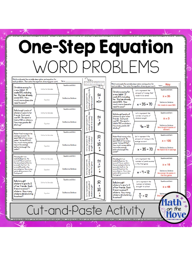 One-Step Equation: Word Problems | PDF | Equations | Business