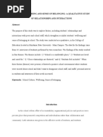 Students' Wellbeing and Sense of Belonging: A Qualitative Study of Relationships and Interactions