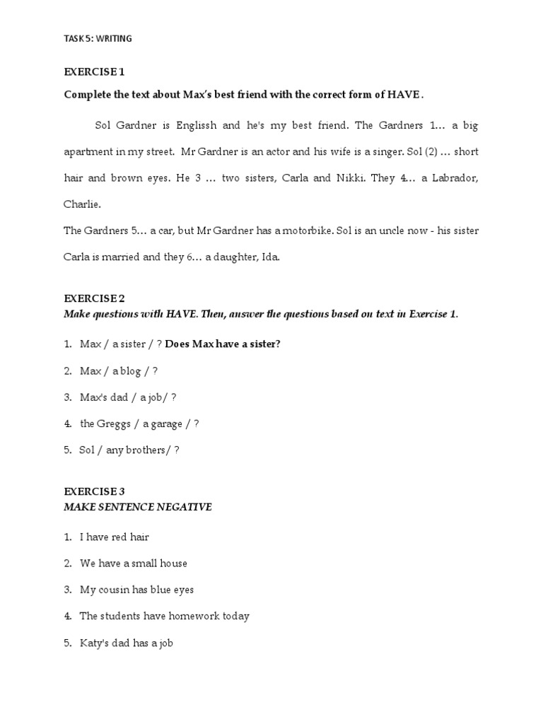 Task 5 - Writing and Grammar | PDF