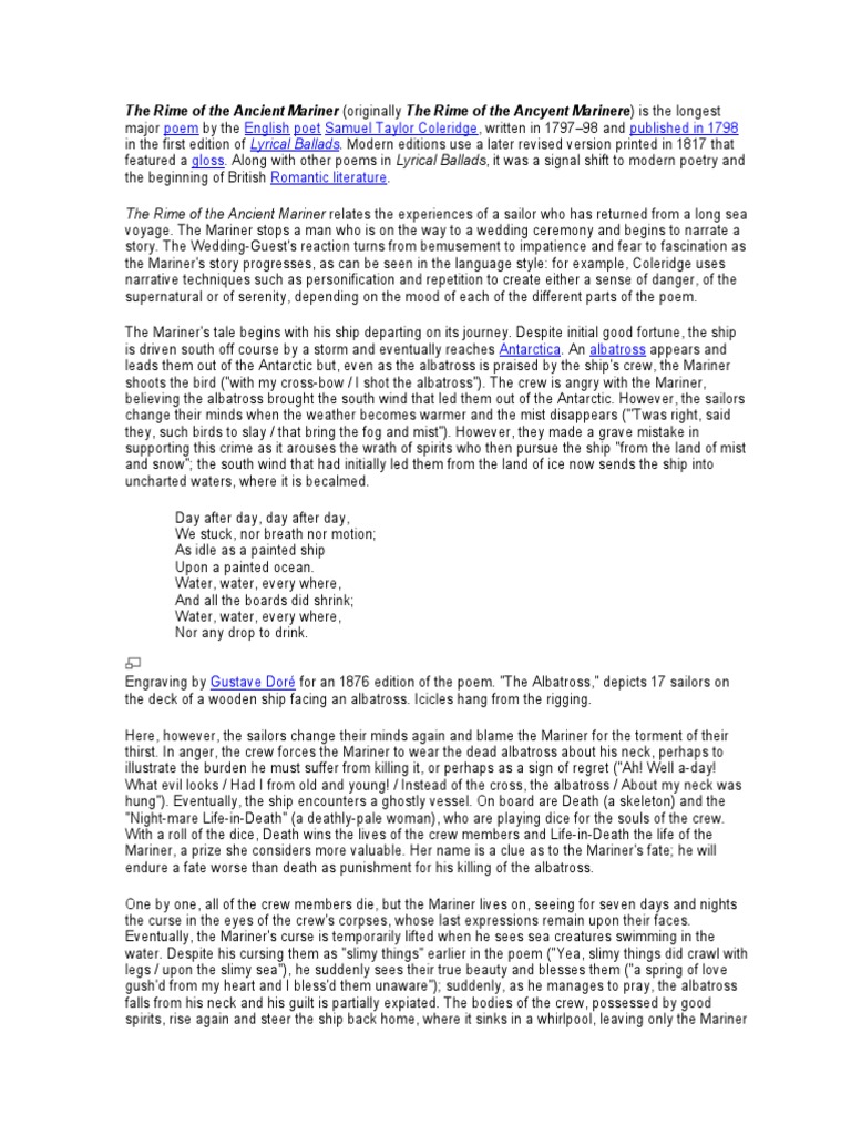 The Rime of The Ancient Mariner, ST Coleridge PDF Poetry