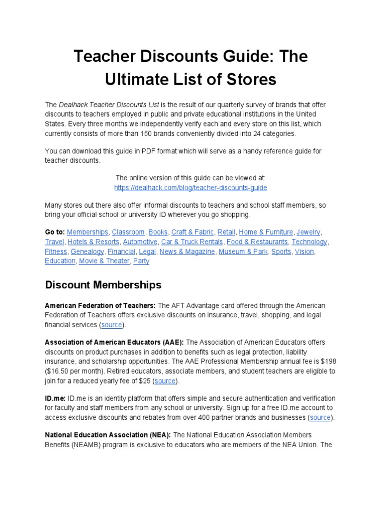 Teacher Discount Guide PDF | PDF | Coupon | Quick Books