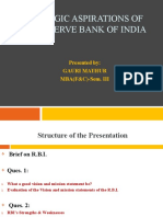 Strategic Aspirations of The Reserve Bank of India: Presented By: Gauri Mathur MBA (F&C) - Sem. III