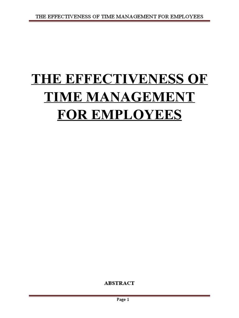 THE EFFECTIVENESS OF TIME MANAGEMENT FOR EMPLOYEES - Report | PDF ...