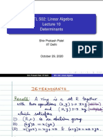 MTL 502: Linear Algebra Determinants: Shiv Prakash Patel IIT Delhi