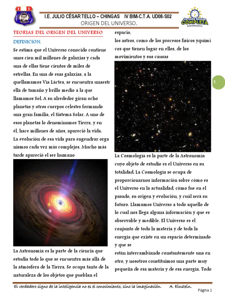 Teorias Sobre El Origen Del Universo 1° | PDF | Big Bang | Universo