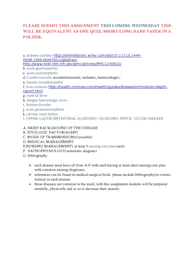 ASSIGNMENT For Students in The Ward | PDF