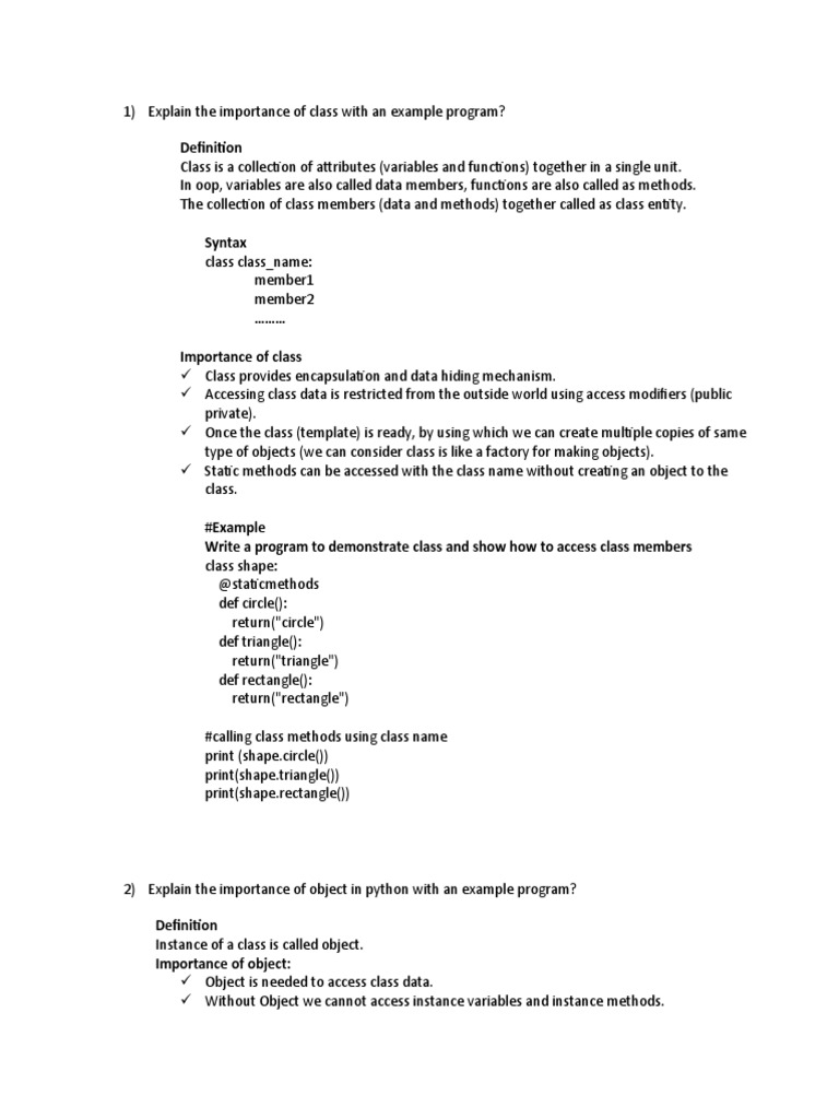 Python OOP Concepts Explained | PDF | Method (Computer Programming ...