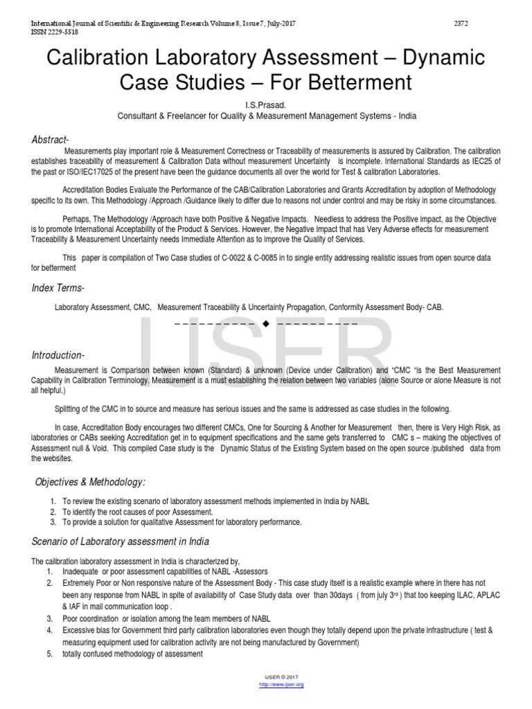Calibration Laboratory Assessment Dynamic Case Studies For Betterment