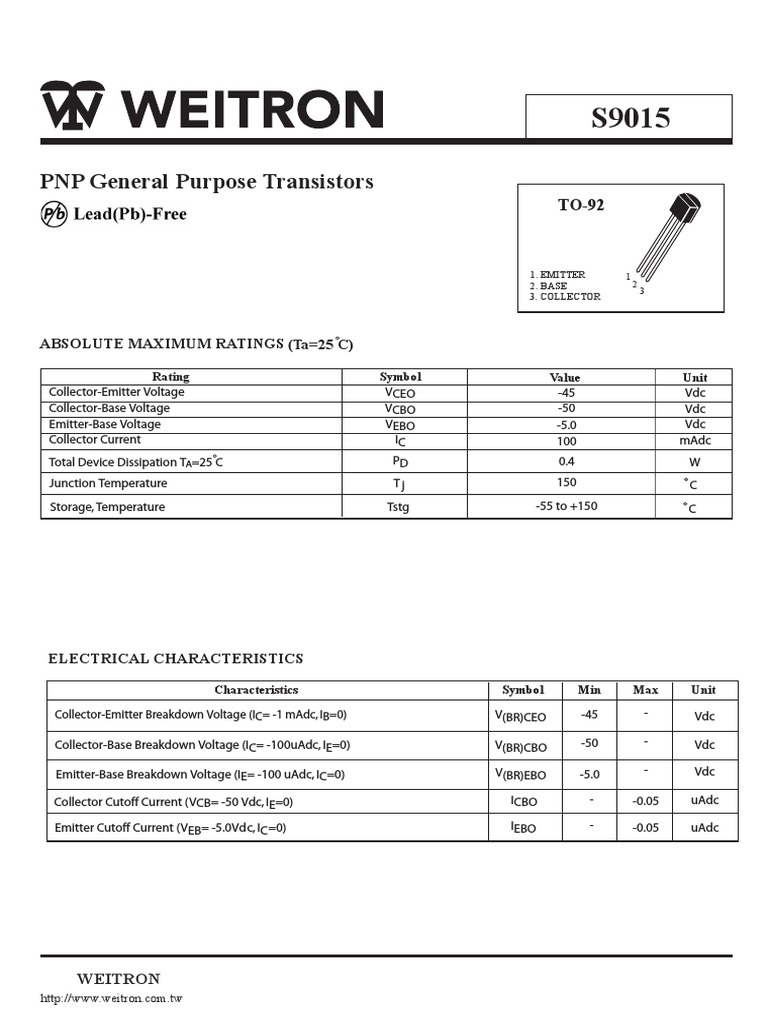 PNP General Purpose Transistors Absolute Maximum Ratings (Ta 25 C