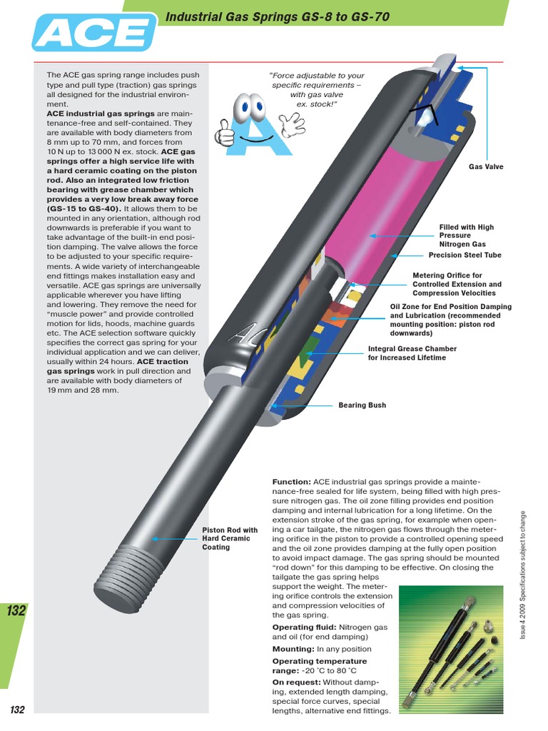 Ace Industrial Gas Springs Catalogue en 2009 PDF Download Free PDF Gases Piston