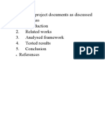 Upload Project Documents As Discussed in The Class 1. 2. Related Works 3. Analysed Framework 4. Tested Results 5. Conclusion References