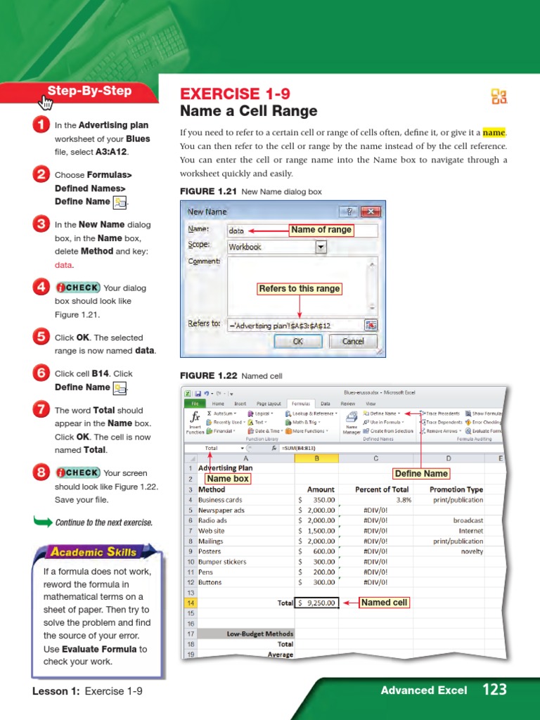 Naming Cell Ranges in Excel | PDF