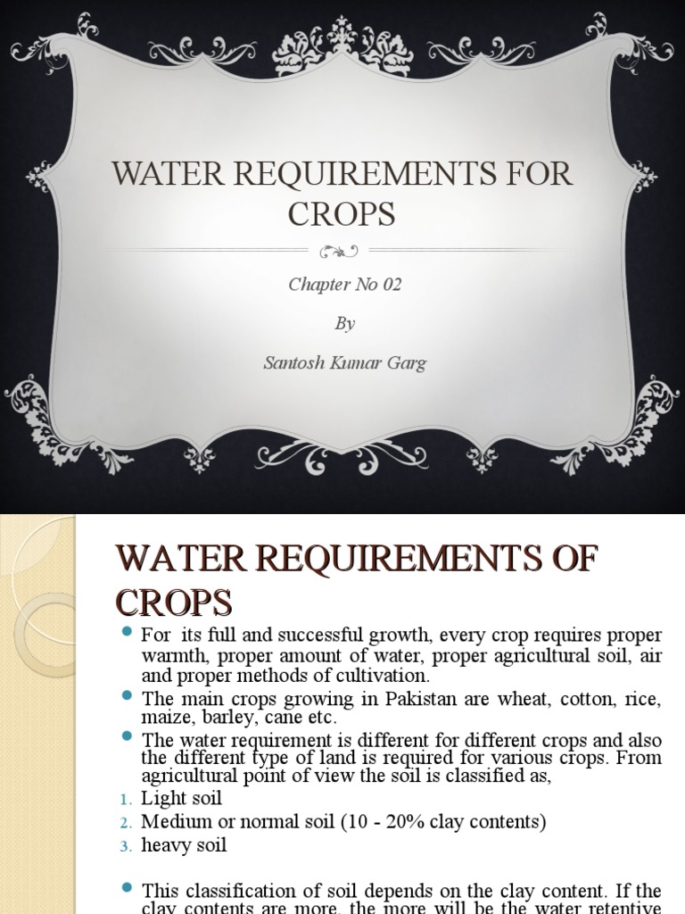 Water Requirements For Crops Chapter No 02 by Santosh Kumar Garg PDF