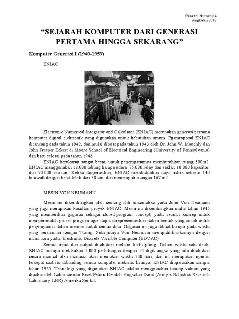 Sejarah Komputer Dari Generasi Pertama Hingga Sekarang PDF