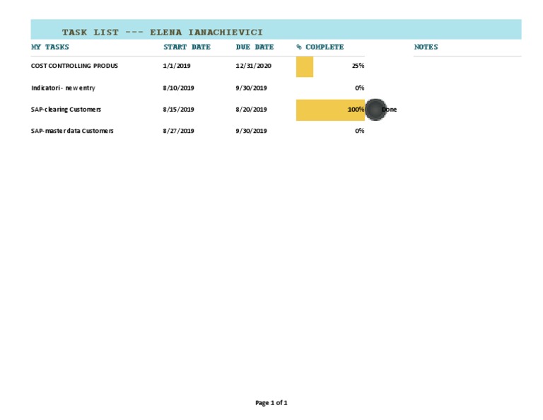 Elena Ianachievici Task List | PDF | Finance & Money Management
