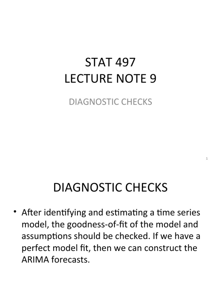 STAT 497 Lecture Note 9: Diagnostic Checks | PDF | Heteroscedasticity ...