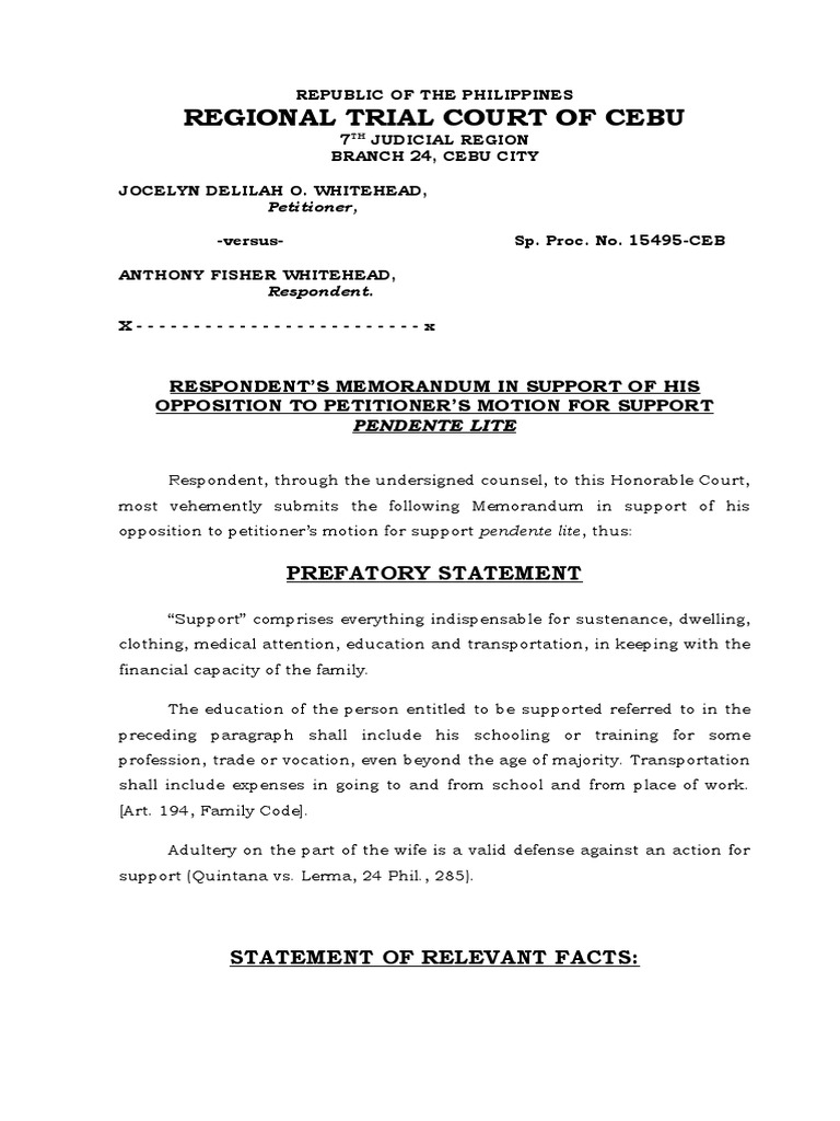 Opposition to Motion for Support Pendente Lite | PDF | Affidavit ...