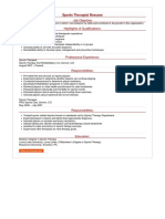 Sports Therapist Resume PDF