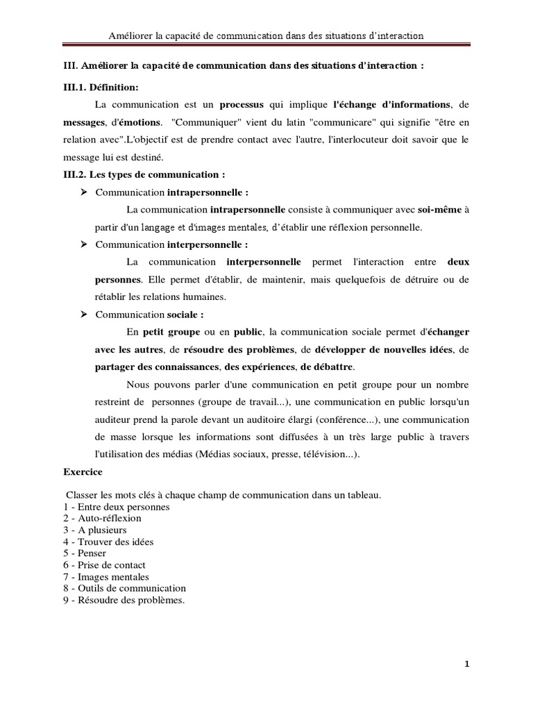 Améliorer la communication interpersonnelle | PDF | la communication ...