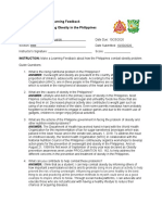 Learning Feedback WHO: Fighting Obesity in The Philippines