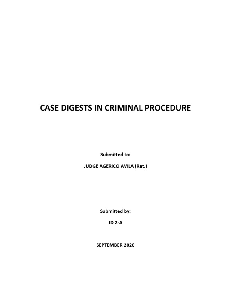 Criminal Procedure Case Digests | PDF | Acquittal | Jurisdiction