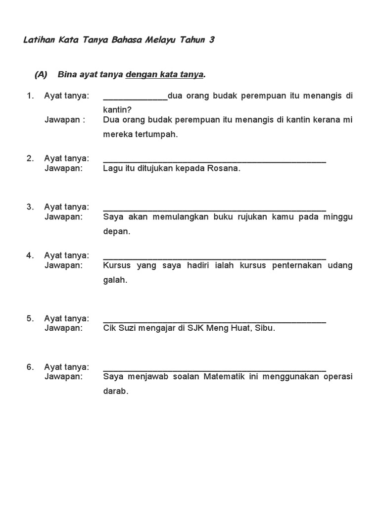 Bina Ayat Tanya Dengan Kata Tanya Pdf