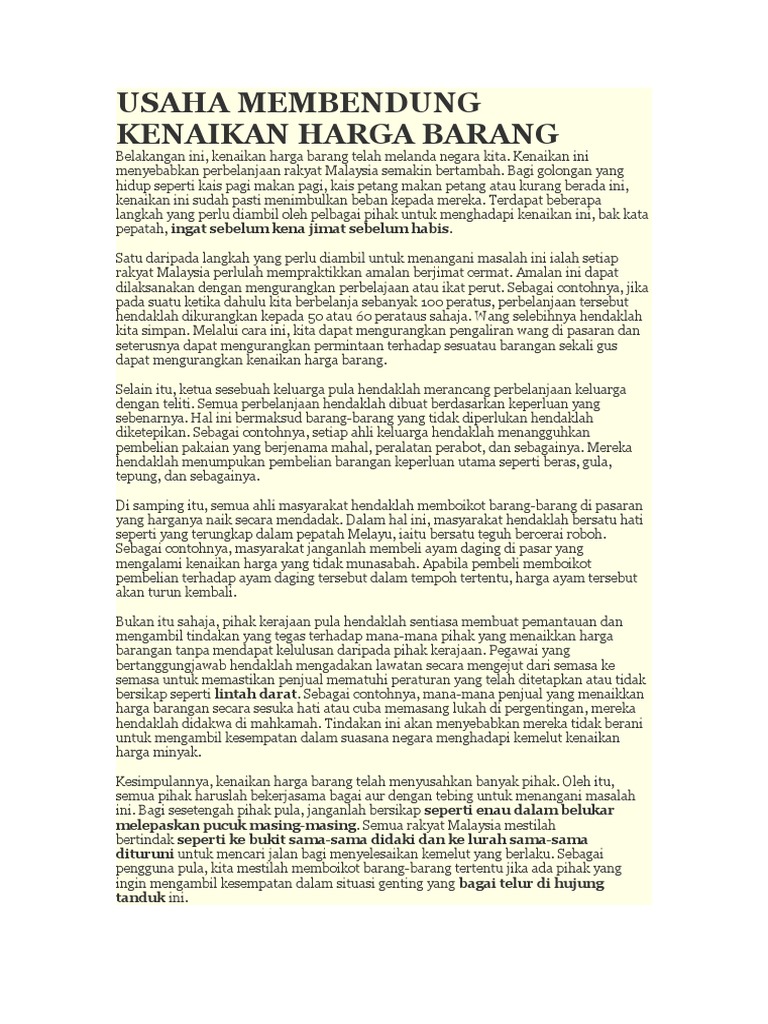 Usaha Membendung Kenaikan Harga Barang  PDF