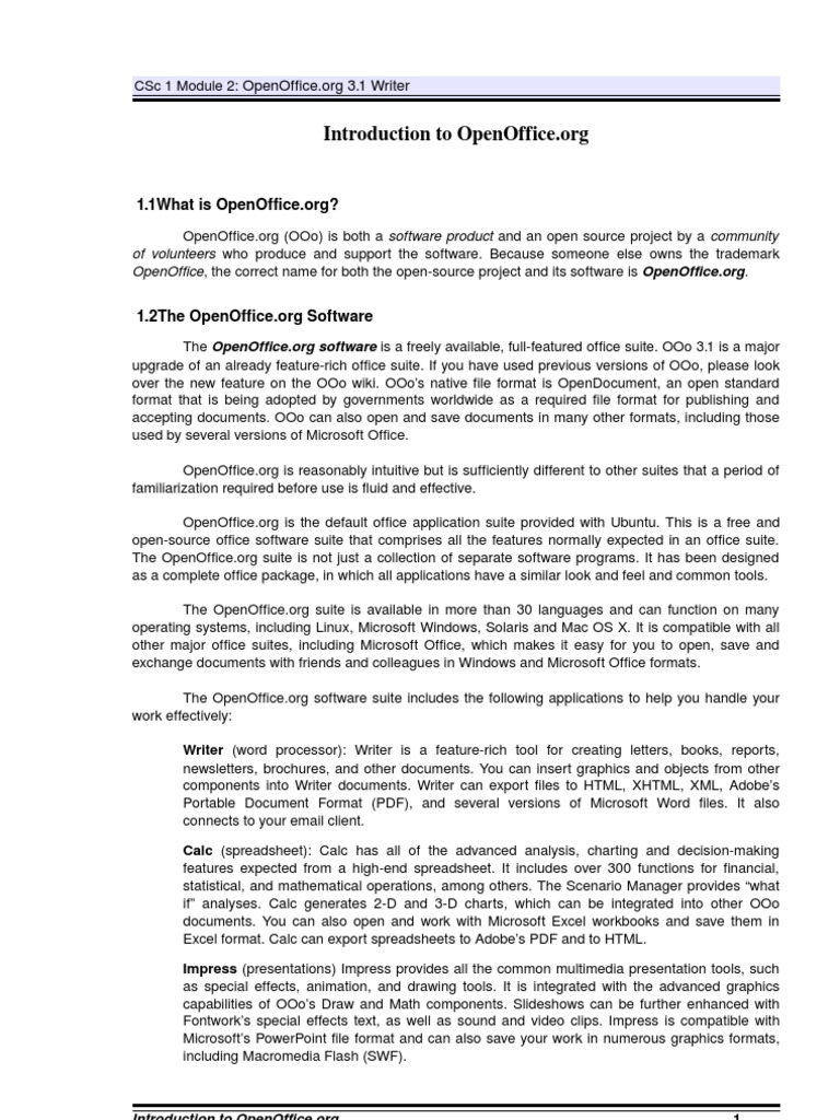 MIDTERM - OpenOffice Writer Manual  PDF  Menu (Computing