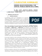 Consorcio Ejecutor Corrales: Plan de Seguridad, Salud Ocupacional Y de Prevención Durante El Trabajo Dentro de La Obra