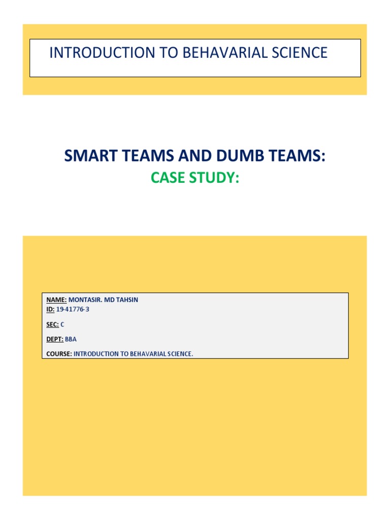 Introduction to Behavioral Science Case Study | PDF | Goal | Decision ...