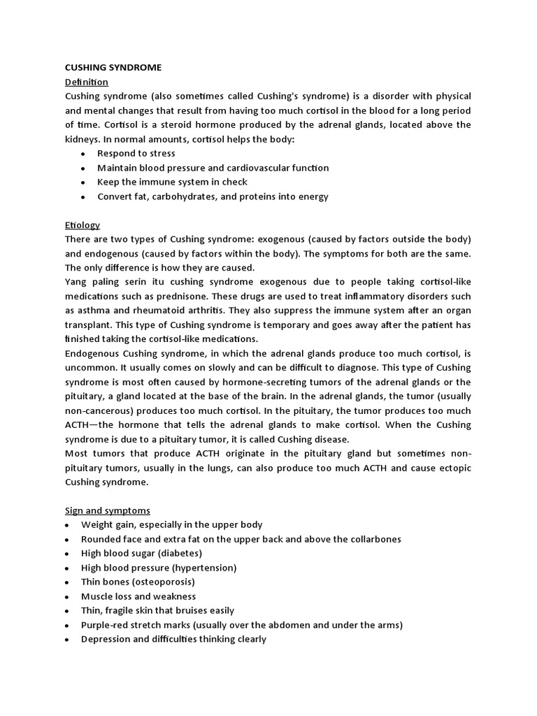 Cushing Syndrome | PDF | Medicine | Medical Specialties