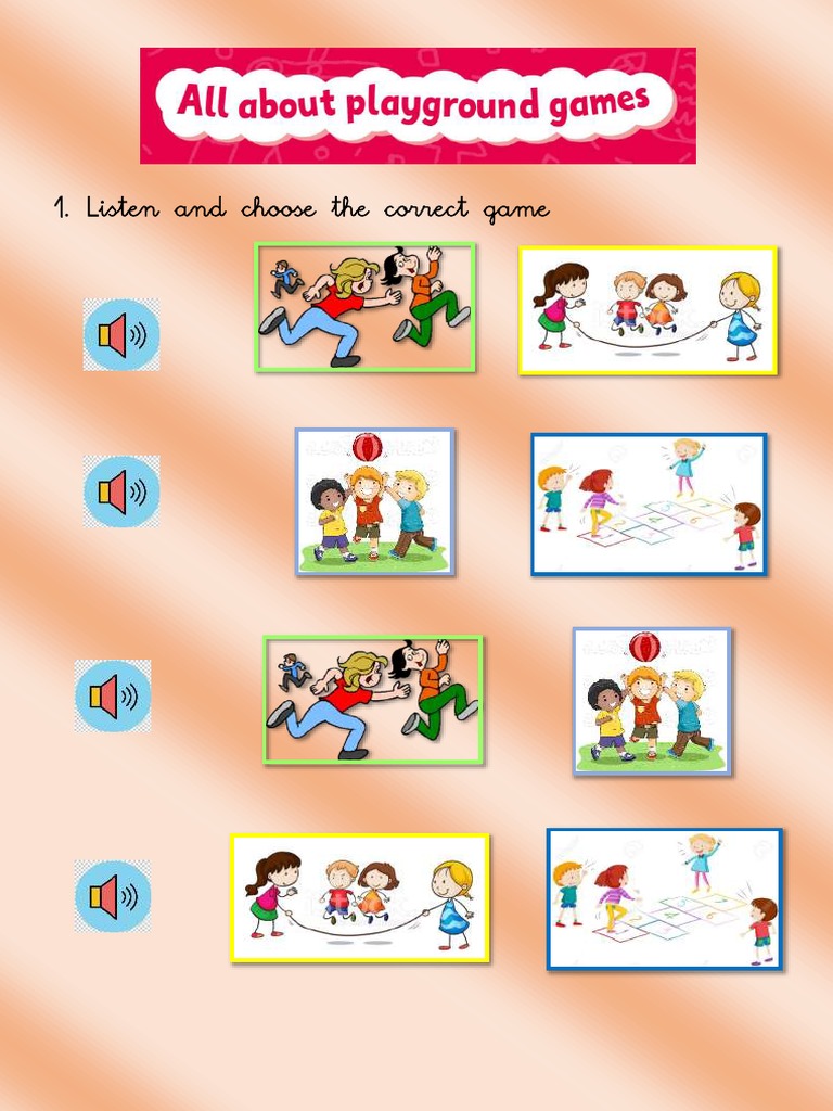 Playground Games Worksheet PDF
