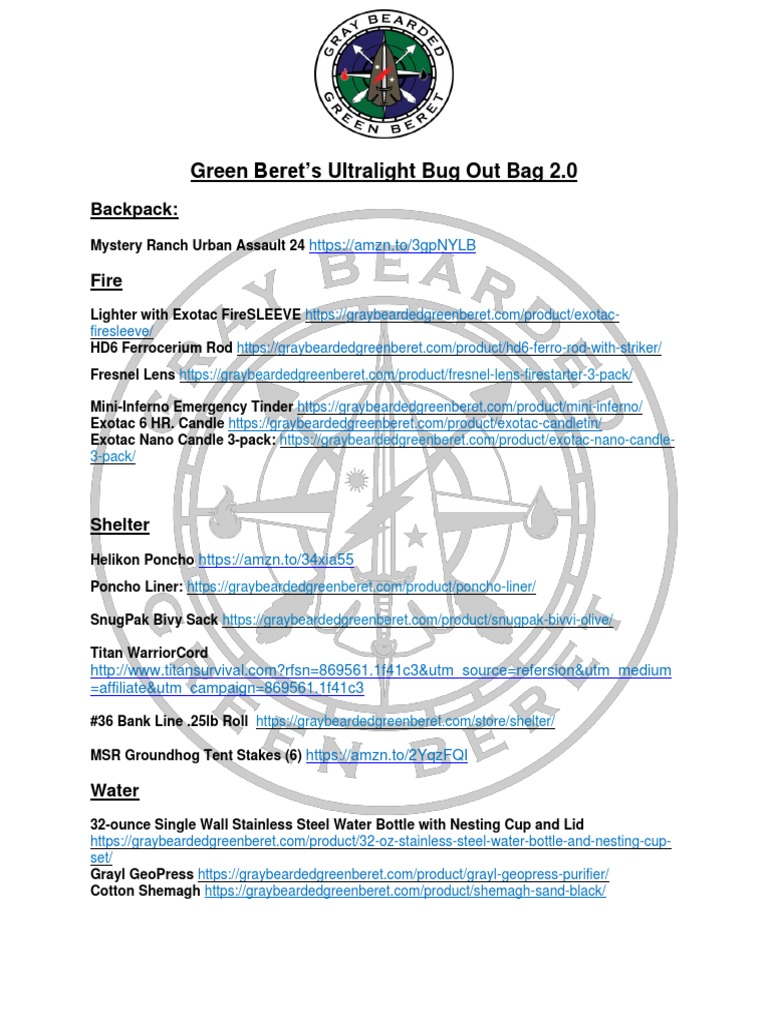 Ultralight Bug Out Bag 2.0 PDF