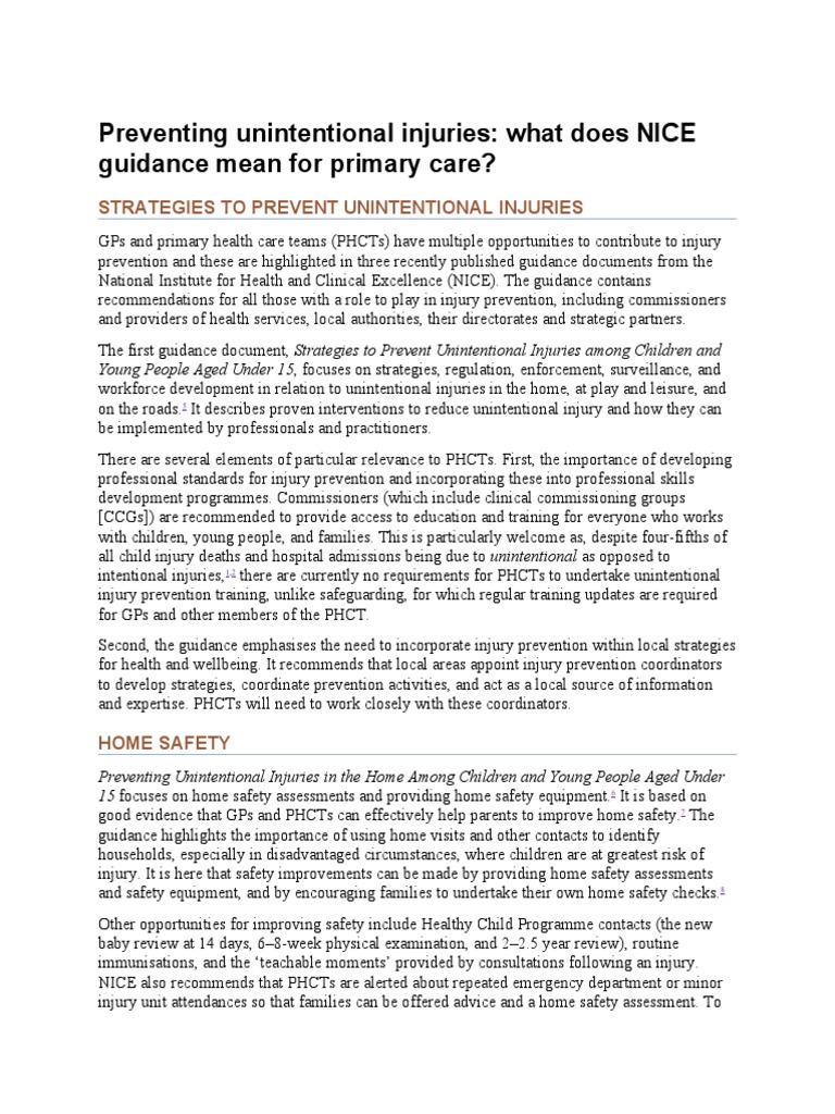 Preventing Unintentional Injuries | PDF | Health Economics | Public Sphere