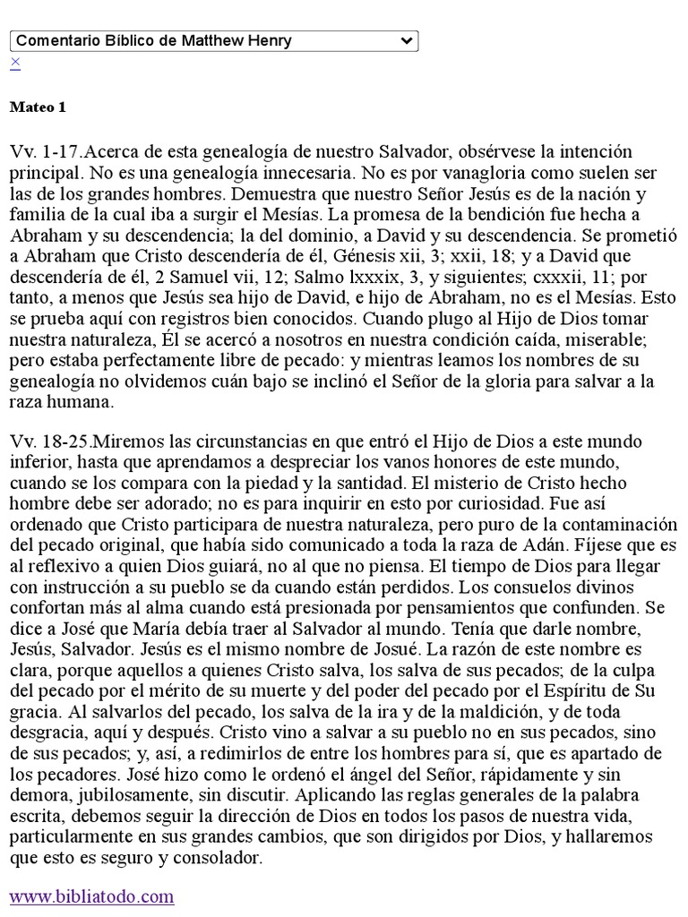 Comentario-Biblico-Mateo 1-Comentario Bíblico de Matthew Henry PDF ...