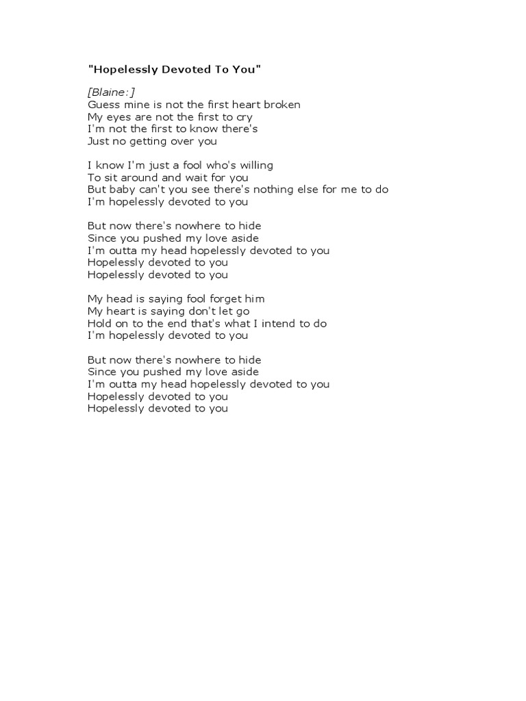 Hopelessly Devoted To You PDF