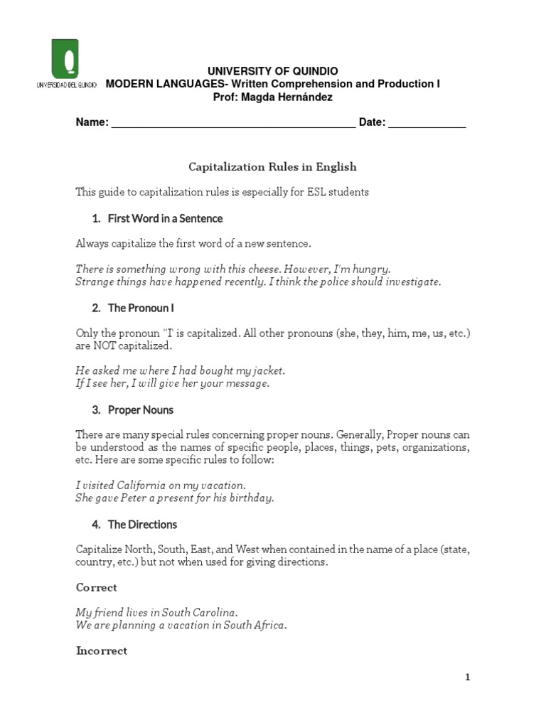 Capitalization Rules in English | PDF | Noun | English Language 