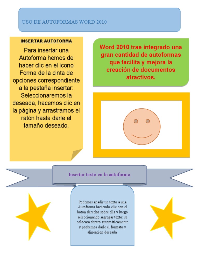 Uso de Autoformas en Word 2010 | PDF | Microsoft Word | Tecnología digital