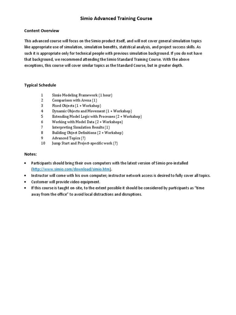 Simio Advanced Training Overview | PDF | Art | Technology & Engineering